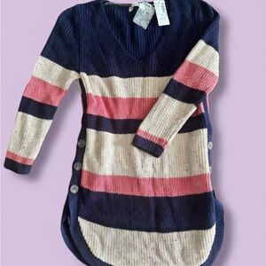 NWT Striped Navy and Pink Women's Sweater